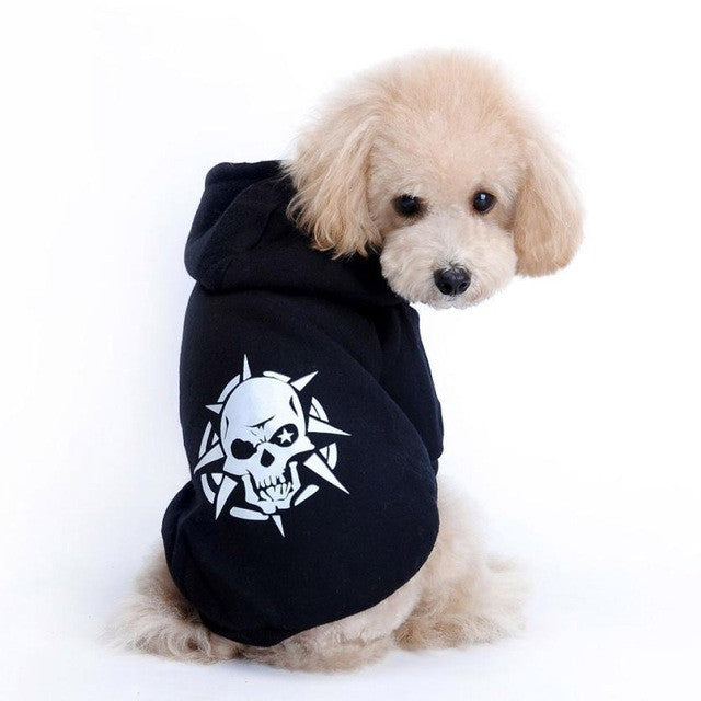 Dog's Edgy Punk Skull Hoodie Clothes - starry shibe